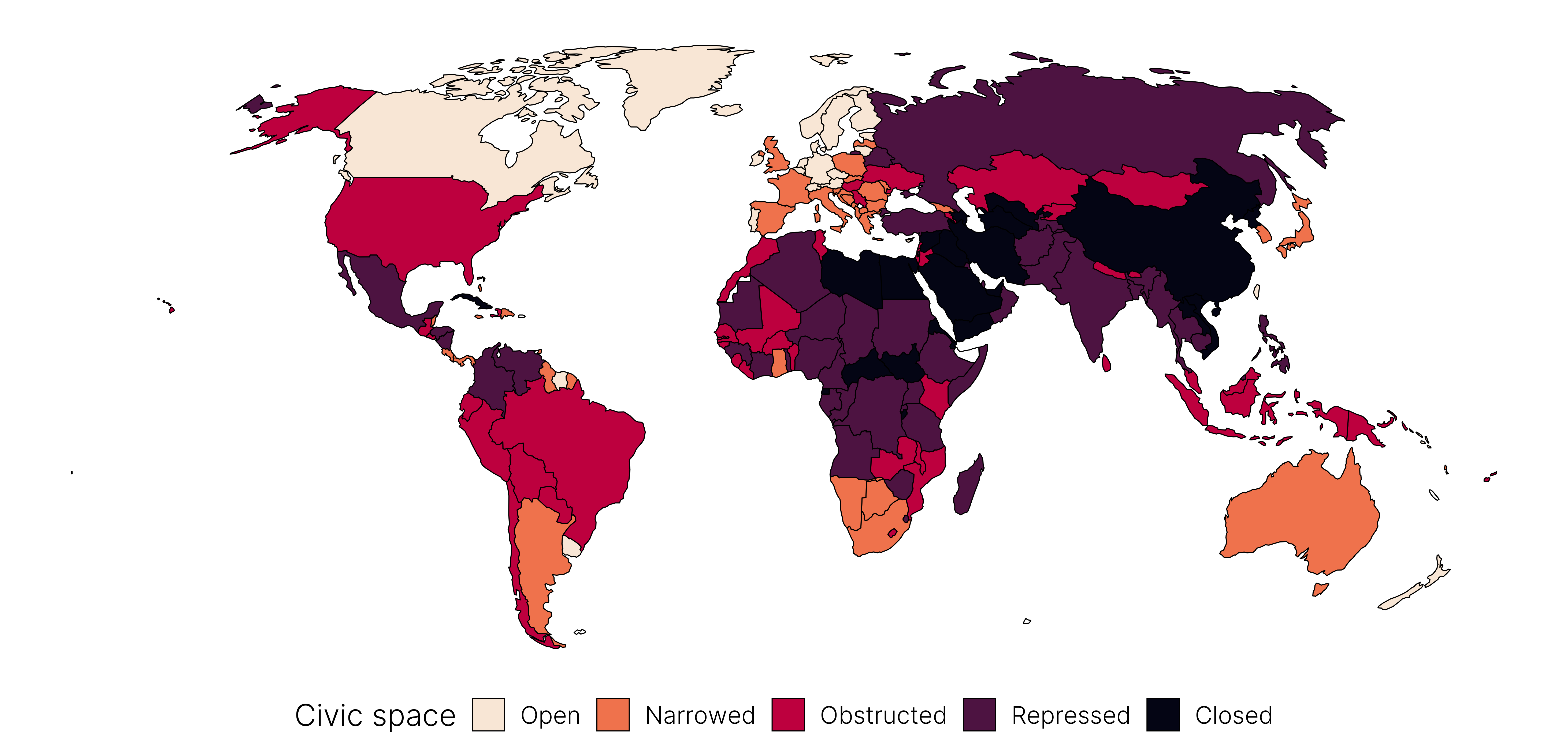 2020 CIVICUS Monitor civic space ratings